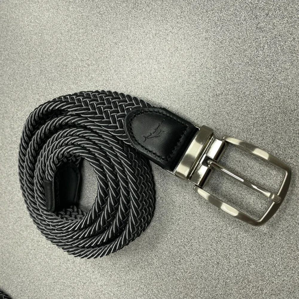 Tommy Bahama Men's L/XL Revertible Stretch Braided Belt Leather Trim i1789